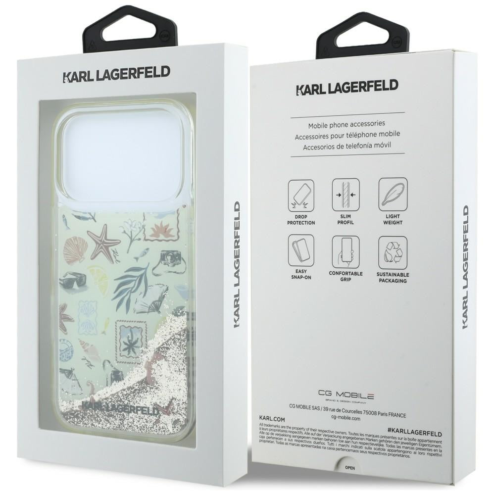 Cover til Apple iPhone 18 Pro / 17 Pro, Karl Lagerfeld, Liquid Glitter Beach and Sand, Beige