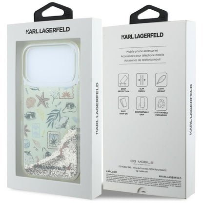 Cover til Apple iPhone 18 Pro / 17 Pro, Karl Lagerfeld, Liquid Glitter Beach and Sand, Beige