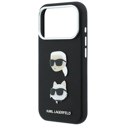 Etui til Apple iPhone 18 Pro / 17 Pro, Karl Lagerfeld, Saffiano Crossbody Karl & Choupette Head's Pins-logo, sort