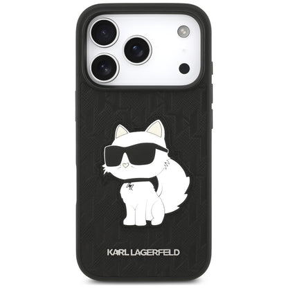 Etui til Apple iPhone 18 Pro / 17 Pro, Karl Lagerfeld, Saffiano Mono Patch Choupette, sort
