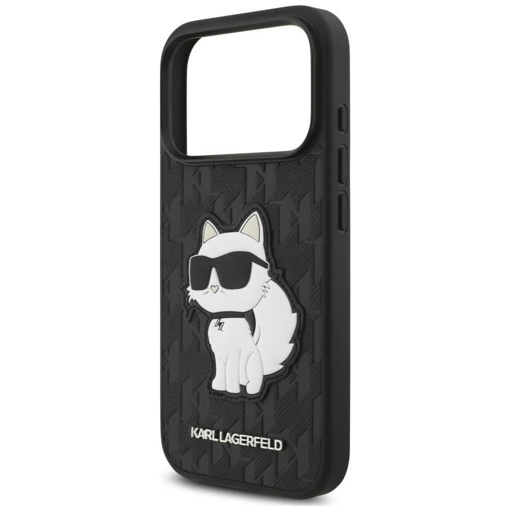 Etui til Apple iPhone 18 Pro / 17 Pro, Karl Lagerfeld, Saffiano Mono Patch Choupette, sort