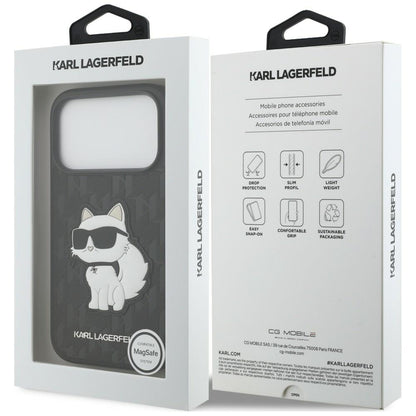 Etui til Apple iPhone 18 Pro / 17 Pro, Karl Lagerfeld, Saffiano Mono Patch Choupette, sort