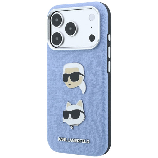 Etui til Apple iPhone 18 Pro / 17 Pro, Karl Lagerfeld, Saffiano med Karl & Choupette-hovednål og logo, blå