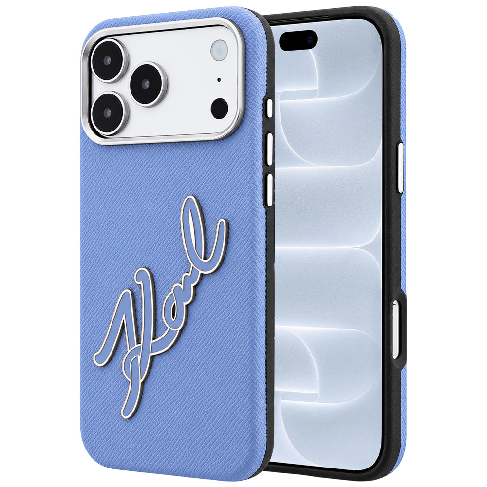 Cover til Apple iPhone 18 Pro / 17 Pro, Karl Lagerfeld, Smooth Big Resin Signature Logo, Bleu