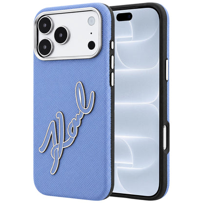 Cover til Apple iPhone 18 Pro / 17 Pro, Karl Lagerfeld, Smooth Big Resin Signature Logo, Bleu