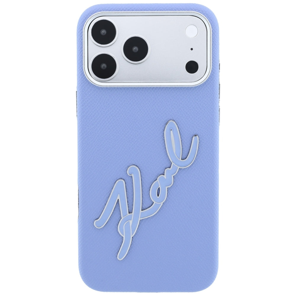 Cover til Apple iPhone 18 Pro / 17 Pro, Karl Lagerfeld, Smooth Big Resin Signature Logo, Bleu