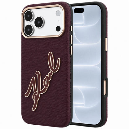 Cover til Apple iPhone 18 Pro / 17 Pro, Karl Lagerfeld, Smooth Big Resin Signature Logo, Vinrød