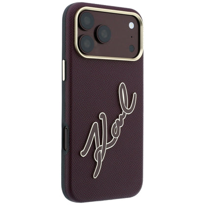 Cover til Apple iPhone 18 Pro / 17 Pro, Karl Lagerfeld, Smooth Big Resin Signature Logo, Vinrød