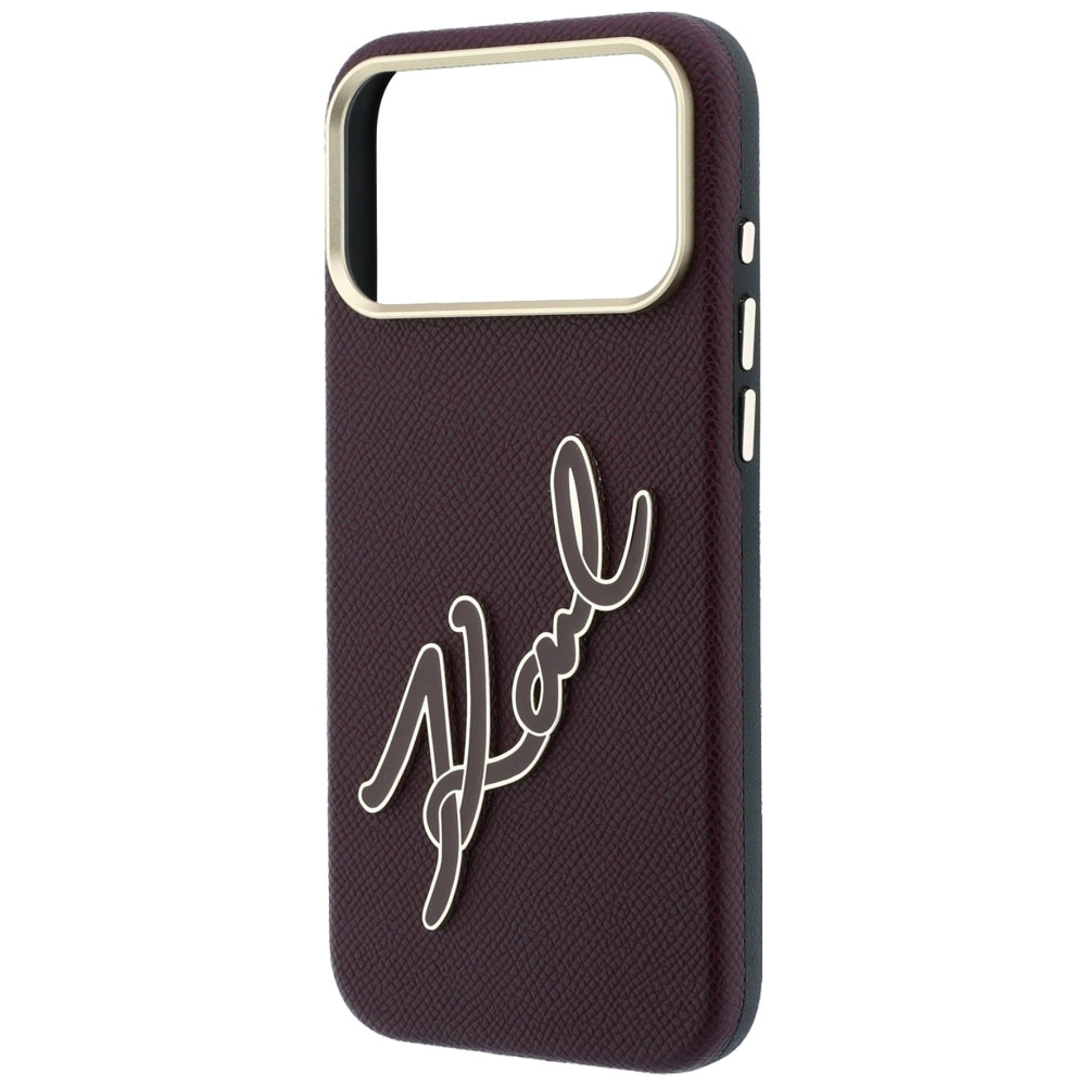 Cover til Apple iPhone 18 Pro / 17 Pro, Karl Lagerfeld, Smooth Big Resin Signature Logo, Vinrød