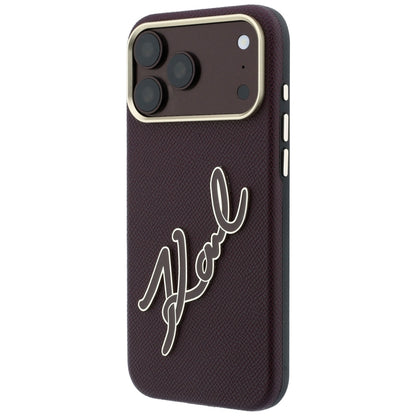 Cover til Apple iPhone 18 Pro / 17 Pro, Karl Lagerfeld, Smooth Big Resin Signature Logo, Vinrød