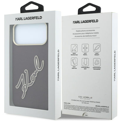 Cover til Apple iPhone 18 Pro / 17 Pro, Karl Lagerfeld, Smooth Big Resin Signature Logo, Vinrød