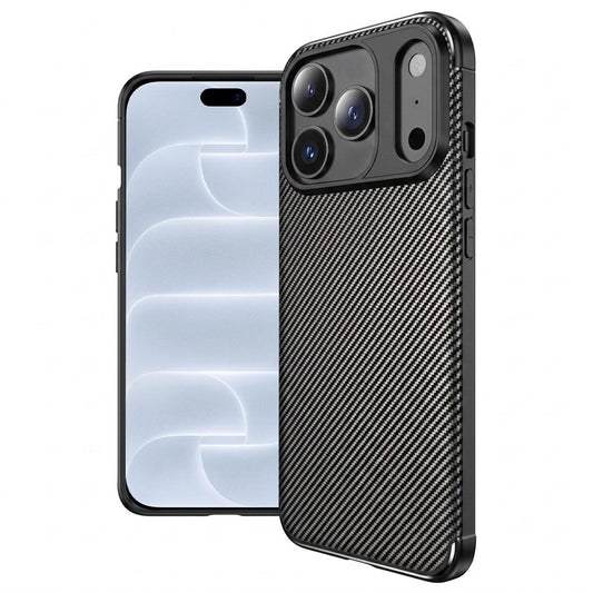 Etui til Apple iPhone 18 Pro / 17 Pro, Techsuit, CarbonFiber, sort