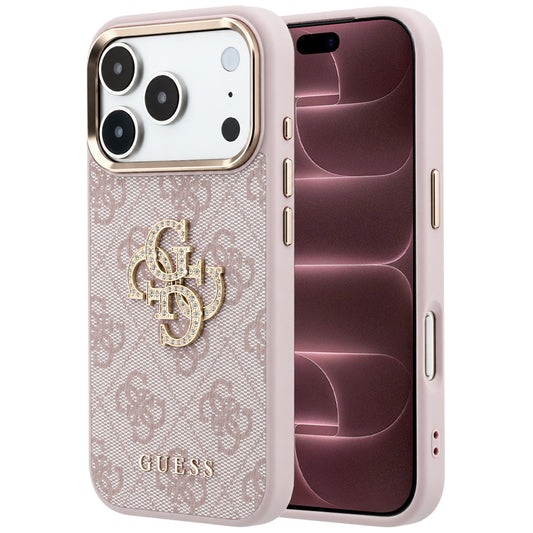 Cover til Apple iPhone 18 Pro Max / 17 Pro Max, Guess, 4G Big Strass Logo, Pink
