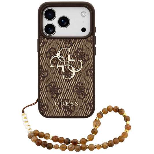 Cover til Apple iPhone 18 Pro Max / 17 Pro Max, Guess, 4G Classic Logo med rem, Brun