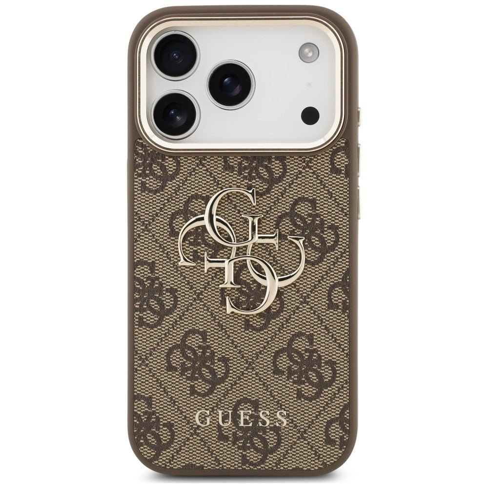 Cover til Apple iPhone 18 Pro Max / 17 Pro Max, Guess, 4G Classic Logo med rem, Brun Guld