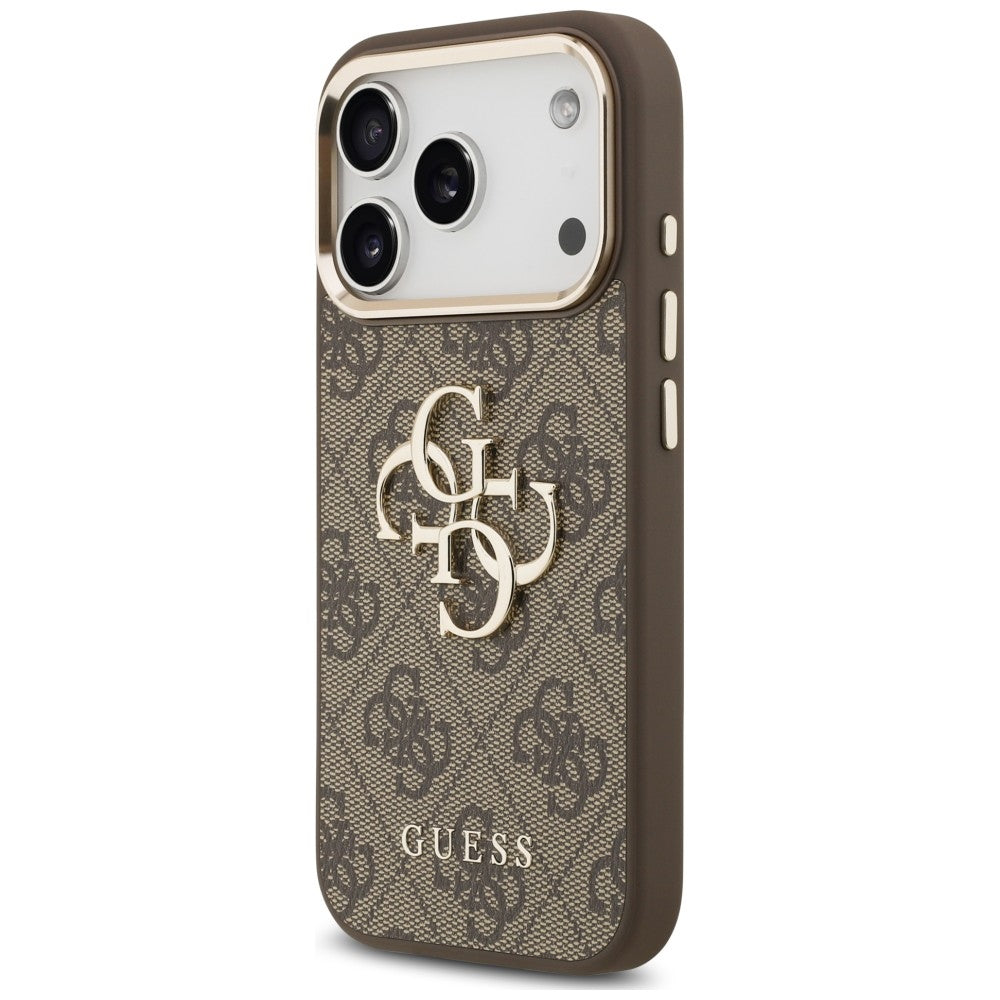Cover til Apple iPhone 18 Pro Max / 17 Pro Max, Guess, 4G Classic Logo med rem, Brun Guld