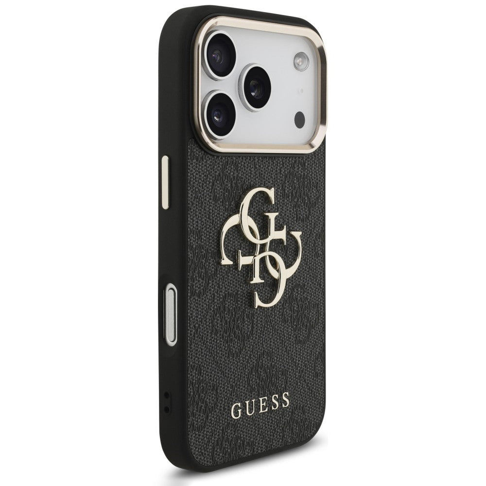 Cover til Apple iPhone 18 Pro Max / 17 Pro Max, Guess, 4G Classic Logo med rem, Sort Guld