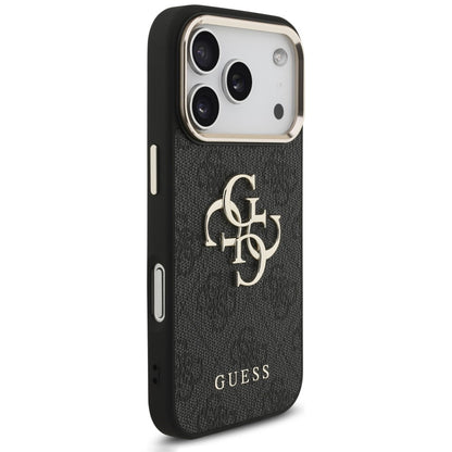 Cover til Apple iPhone 18 Pro Max / 17 Pro Max, Guess, 4G Classic Logo med rem, Sort Guld