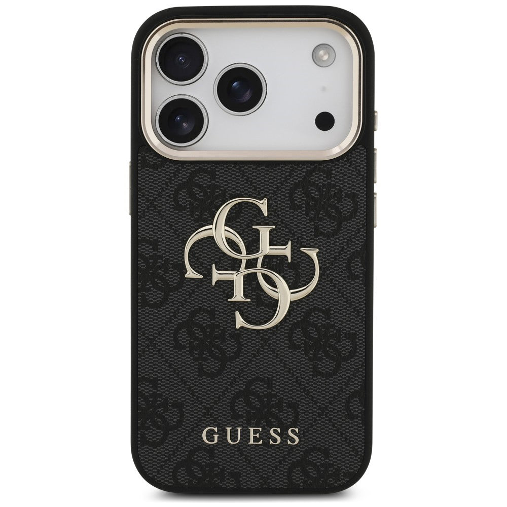 Cover til Apple iPhone 18 Pro Max / 17 Pro Max, Guess, 4G Classic Logo med rem, Sort Guld