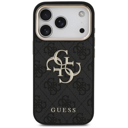 Cover til Apple iPhone 18 Pro Max / 17 Pro Max, Guess, 4G Classic Logo med rem, Sort Guld