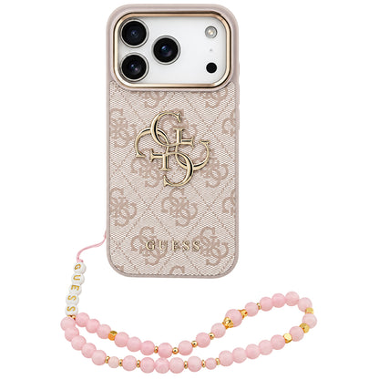 Cover til Apple iPhone 18 Pro Max / 17 Pro Max, Guess, 4G Classic Logo med rem, Lyserød Guld