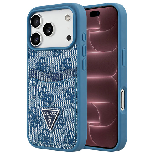 Etui til Apple iPhone 18 Pro Max / 17 Pro Max, Guess, 4G Double Card Triangle, blå