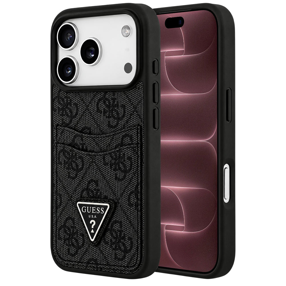 Cover til Apple iPhone 18 Pro Max / 17 Pro Max, Guess, 4G Double Card Triangle, sort