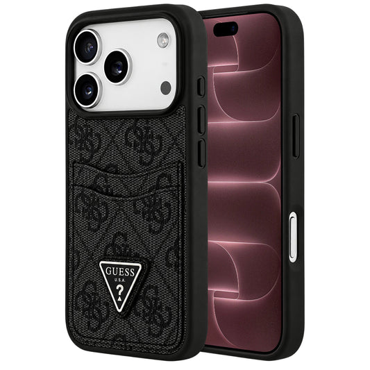Cover til Apple iPhone 18 Pro Max / 17 Pro Max, Guess, 4G Double Card Triangle, sort