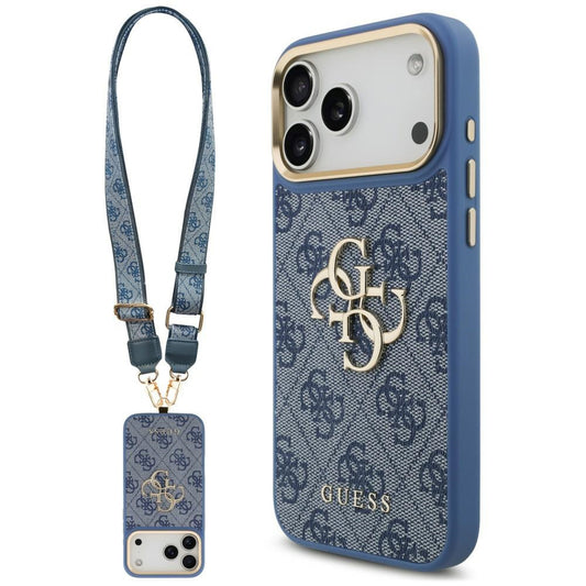 Etui til Apple iPhone 18 Pro Max / 17 Pro Max, Guess, Big 4G Classic Logo & Big Strap Metal Buttons, blå