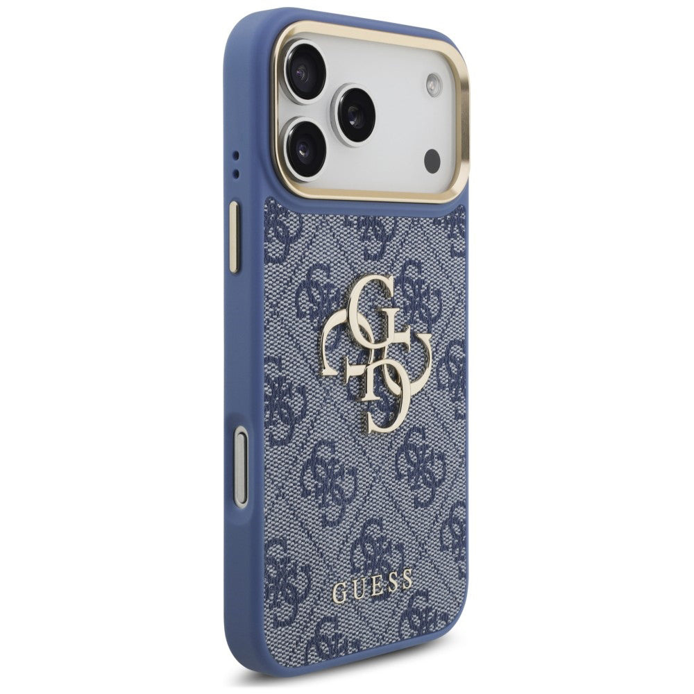 Case for Apple iPhone 18 Pro Max / 17 Pro Max, Guess, Big 4G Classic Logo & Big Strap Metal Buttons, Blue