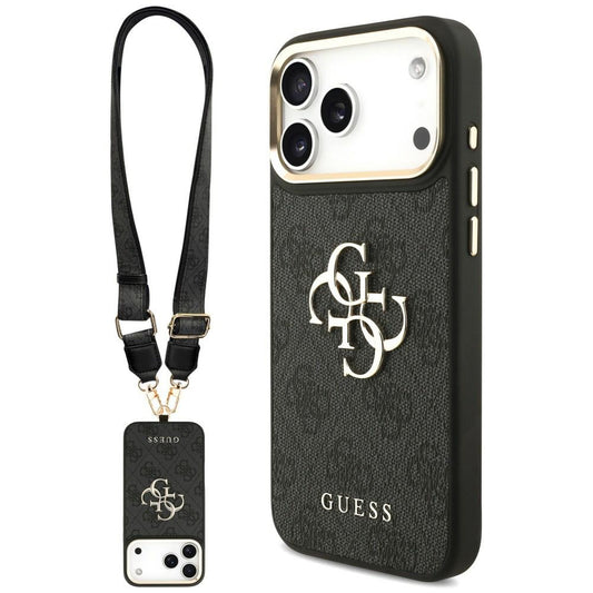 Etui til Apple iPhone 18 Pro Max / 17 Pro Max, Guess, Big 4G Classic Logo & Big Strap Metal Buttons, sort