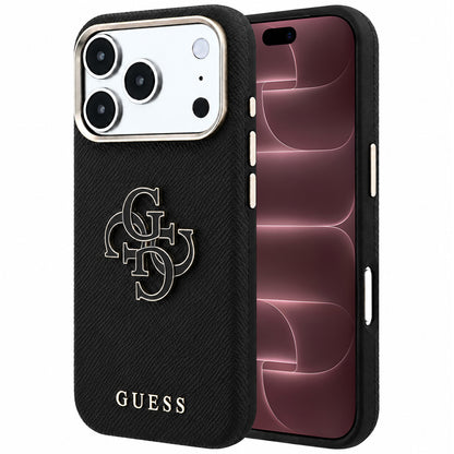 Cover til Apple iPhone 18 Pro Max / 17 Pro Max, Guess, Grained Big Resin Logo, Sort