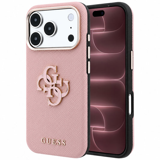 Cover til Apple iPhone 18 Pro Max / 17 Pro Max, Guess, Grained Big Resin Logo, Pink