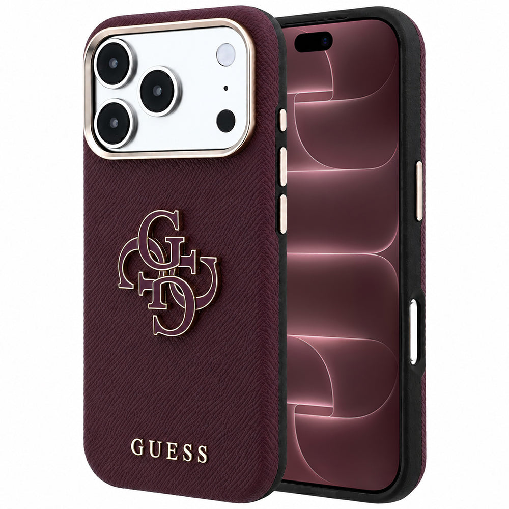Cover til Apple iPhone 18 Pro Max / 17 Pro Max, Guess, Kornet stort harpikslogo, Vinrød