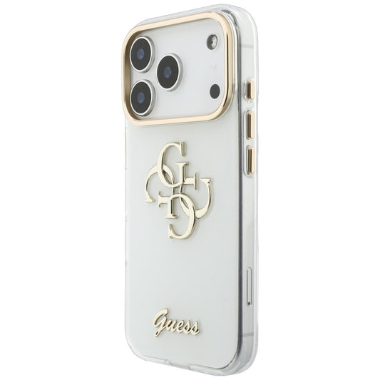 Cover til Apple iPhone 18 Pro Max / 17 Pro Max, Guess, IML 4G Metal Script, Hvid