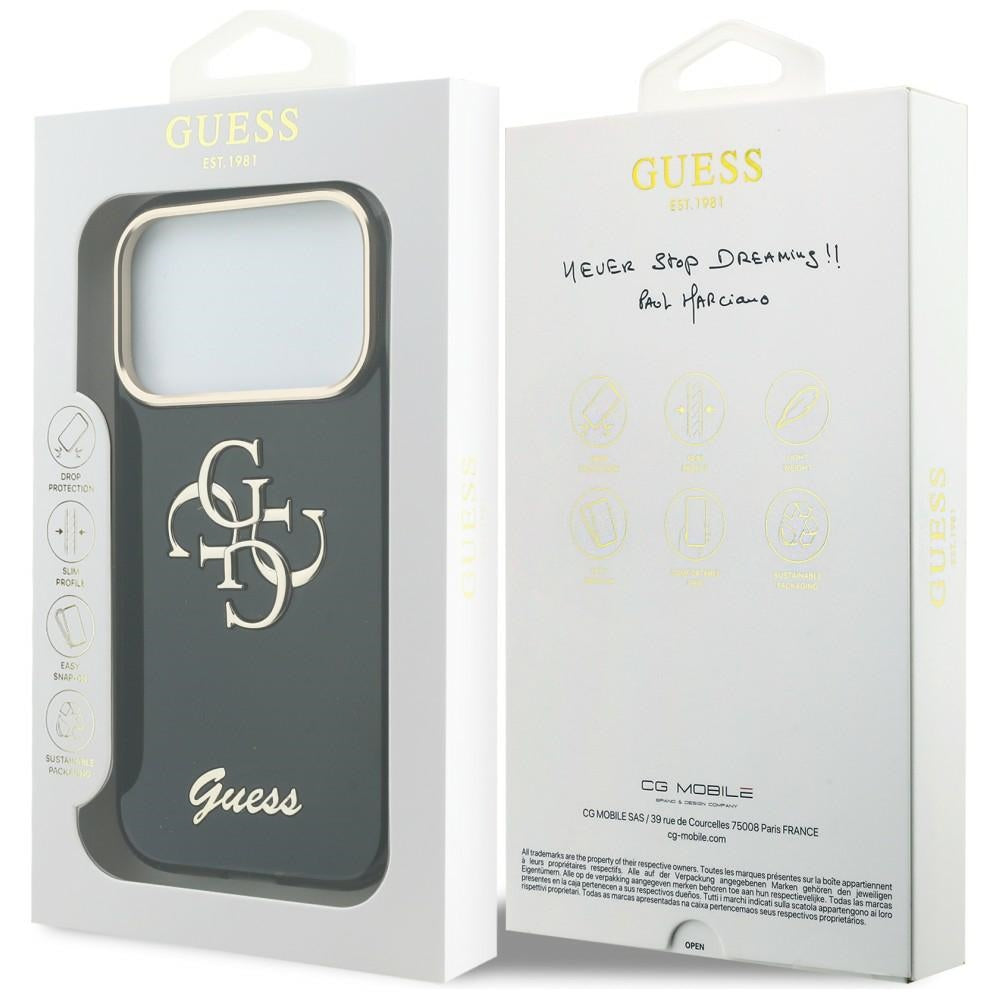 Cover til Apple iPhone 18 Pro Max / 17 Pro Max, Guess, IML 4G Metal Script, Sort