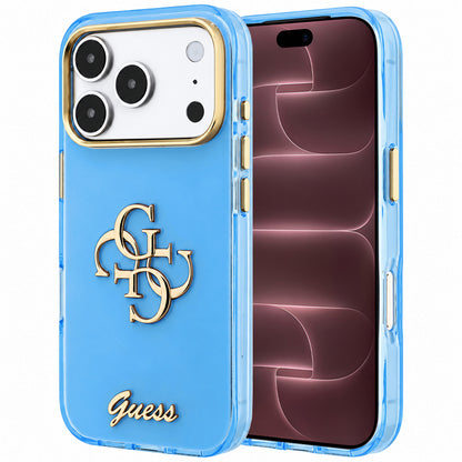 Cover til Apple iPhone 18 Pro Max / 17 Pro Max, Guess, IML 4G Metal Script, Blå