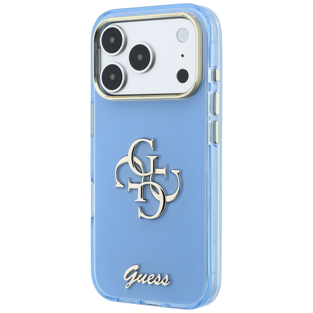 Cover til Apple iPhone 18 Pro Max / 17 Pro Max, Guess, IML 4G Metal Script, Blå