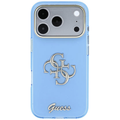 Cover til Apple iPhone 18 Pro Max / 17 Pro Max, Guess, IML 4G Metal Script, Blå