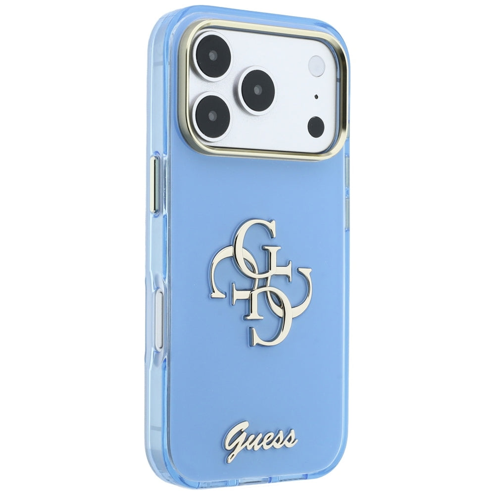 Cover til Apple iPhone 18 Pro Max / 17 Pro Max, Guess, IML 4G Metal Script, Blå
