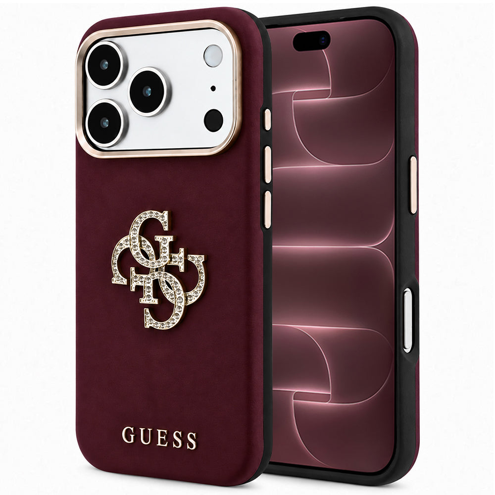 Cover til Apple iPhone 18 Pro Max / 17 Pro Max, Guess, Smooth Big Strass Logo, Vinrød