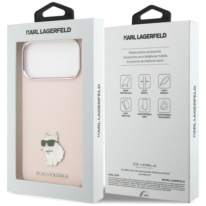 Etui til Apple iPhone 18 Pro Max / 17 Pro Max, Karl Lagerfeld, Choupette Metal Pin, pink