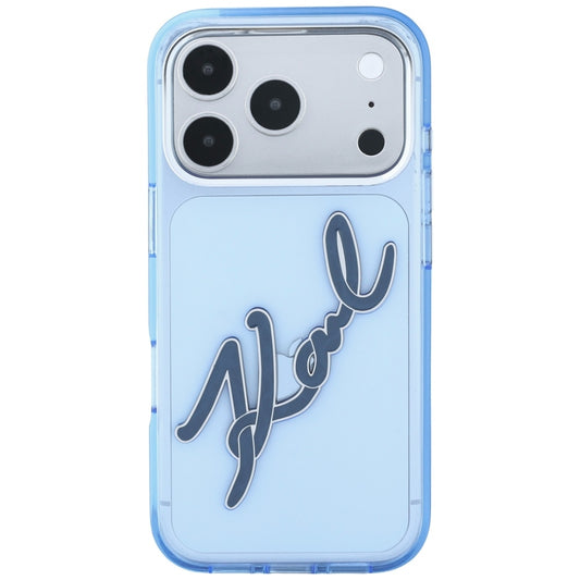 Cover til Apple iPhone 18 Pro Max / 17 Pro Max, Karl Lagerfeld, IML Big Signature Resin Logo Metal Frame, Blå