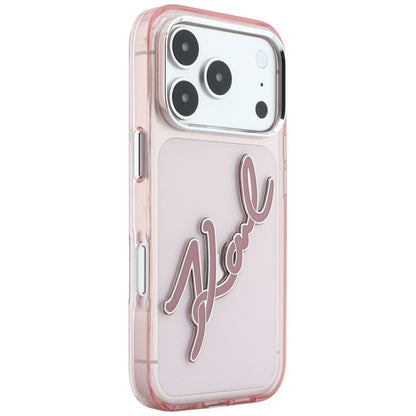 Cover til Apple iPhone 18 Pro Max / 17 Pro Max, Karl Lagerfeld, IML Big Signature Resin Logo Metal Frame, Pink
