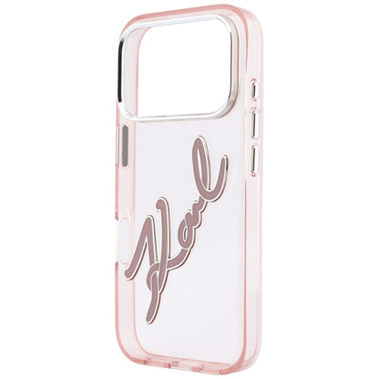 Cover til Apple iPhone 18 Pro Max / 17 Pro Max, Karl Lagerfeld, IML Big Signature Resin Logo Metal Frame, Pink