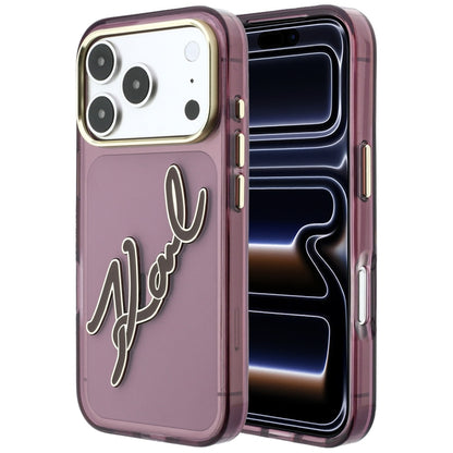 Cover til Apple iPhone 18 Pro Max / 17 Pro Max, Karl Lagerfeld, IML Big Signature Resin Logo Metal Frame, Vinrød