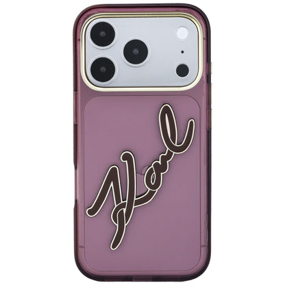 Cover til Apple iPhone 18 Pro Max / 17 Pro Max, Karl Lagerfeld, IML Big Signature Resin Logo Metal Frame, Vinrød