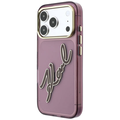 Cover til Apple iPhone 18 Pro Max / 17 Pro Max, Karl Lagerfeld, IML Big Signature Resin Logo Metal Frame, Vinrød