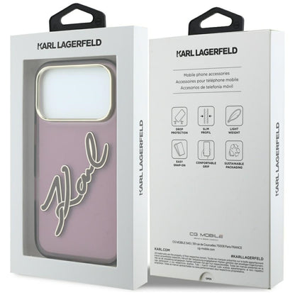 Cover til Apple iPhone 18 Pro Max / 17 Pro Max, Karl Lagerfeld, IML Big Signature Resin Logo Metal Frame, Vinrød