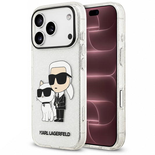 Cover til Apple iPhone 18 Pro Max / 17 Pro Max, Karl Lagerfeld, IML Glitter Karl and Choupette NFT, gennemsigtig